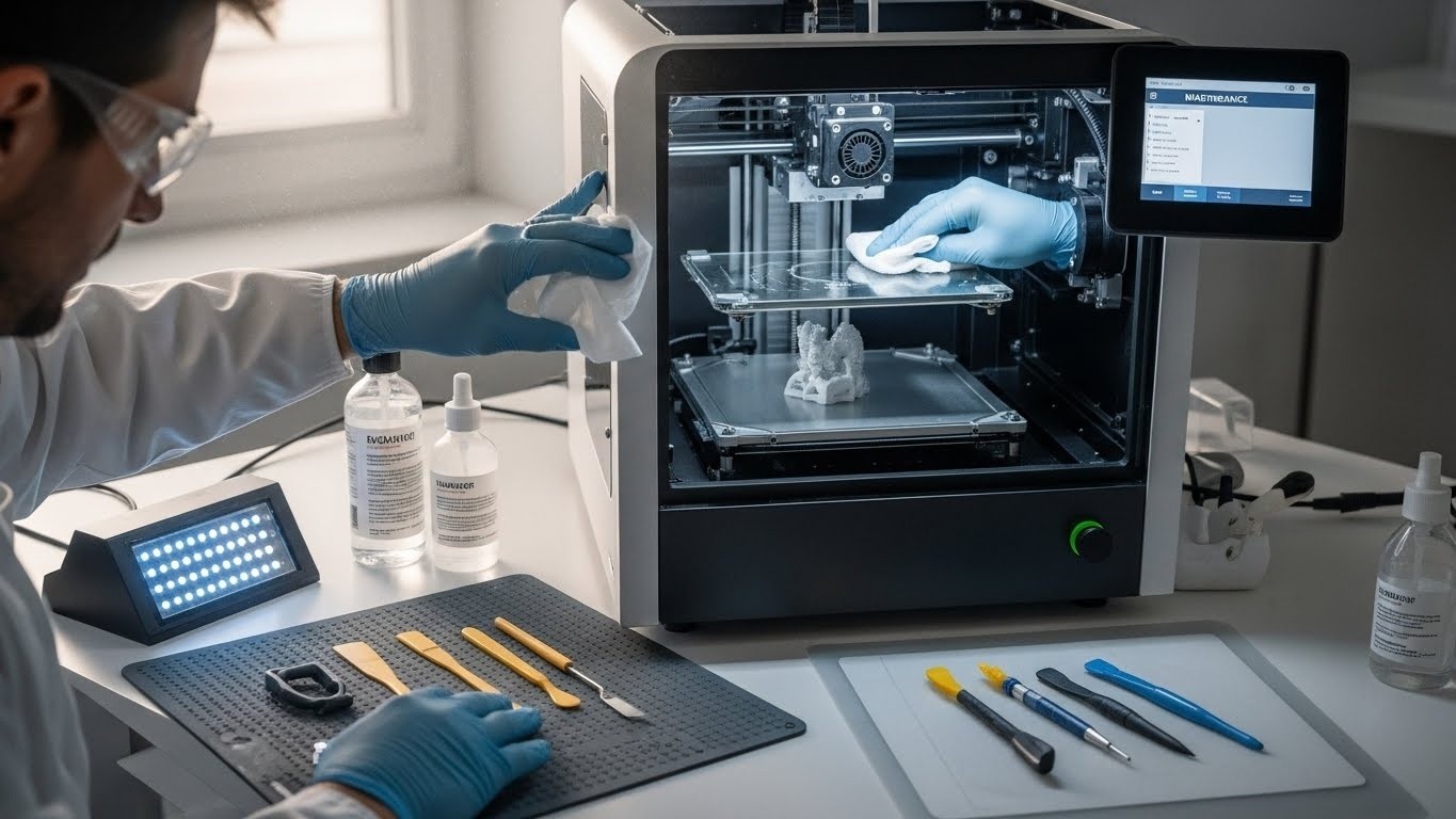 Обслуживание 3D-принтера для биосовместимых фотополимеров