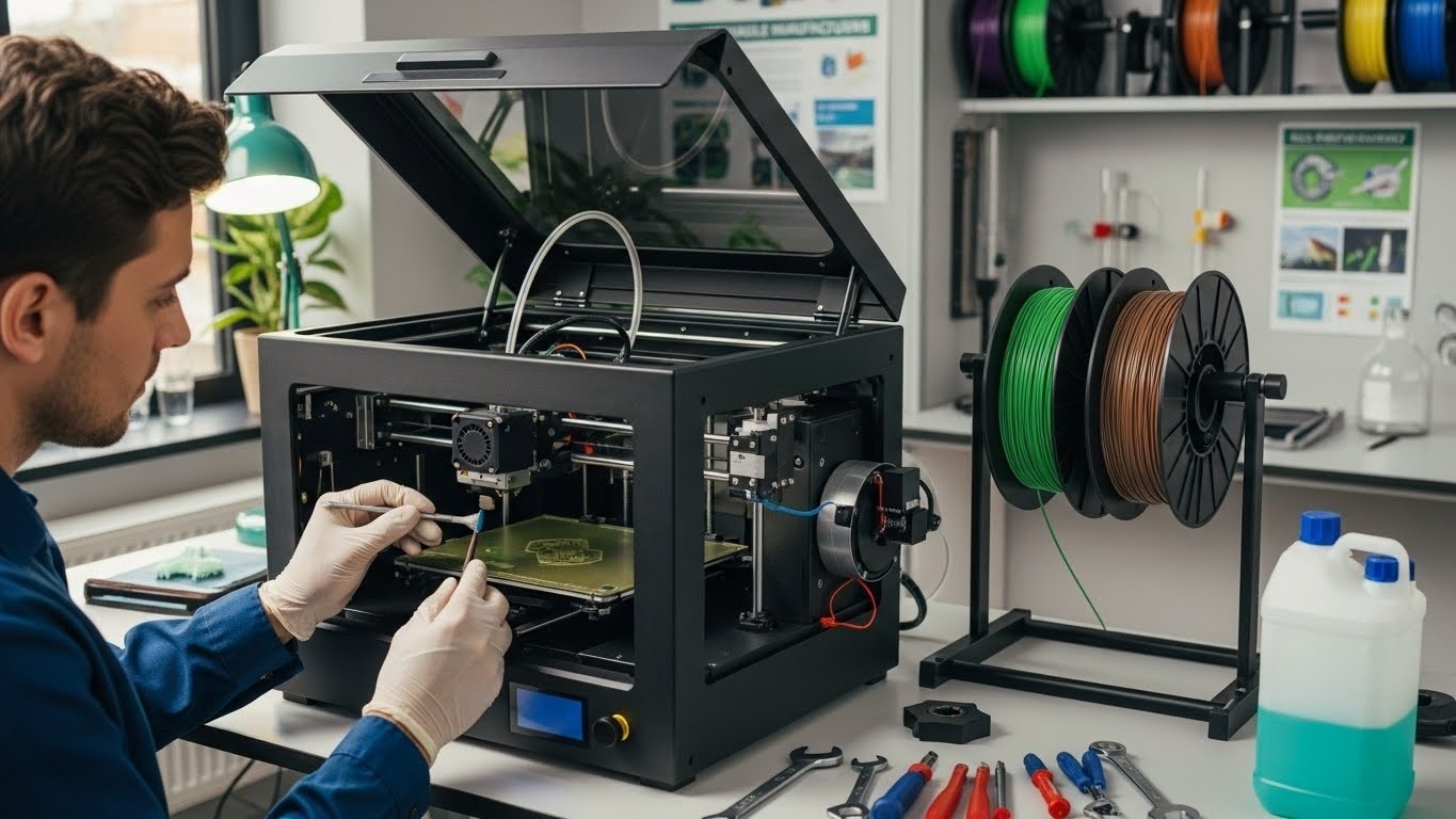 Обслуживание 3d принтеров для экологичных пластиков