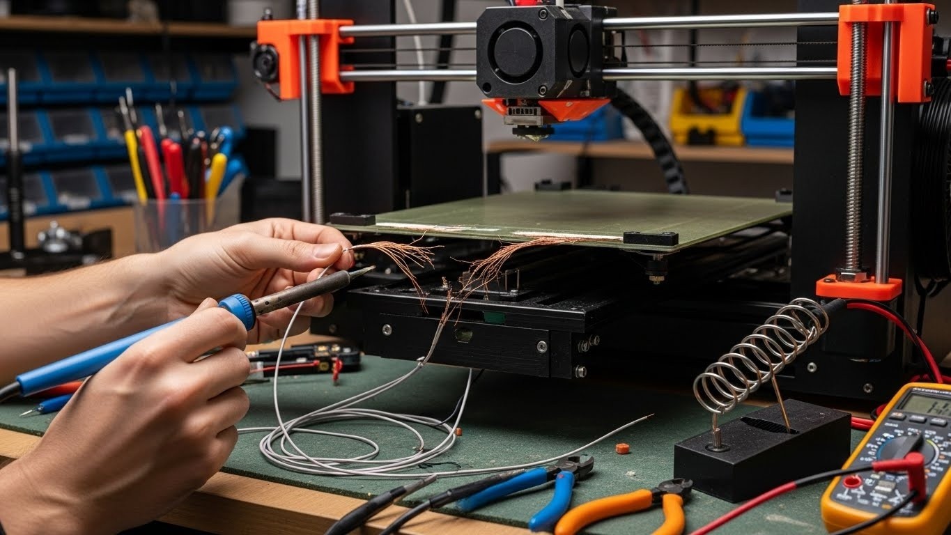 Ремонт кабелей нагревателя 3D принтера