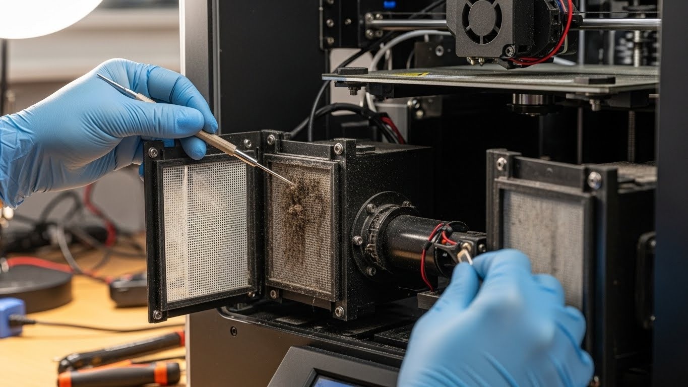 Ремонт 3D принтера с забитыми фильтрами воздушного потока