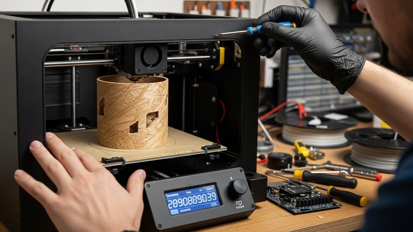 Ремонт 3d принтеров для древесных композитов и настройка температуры